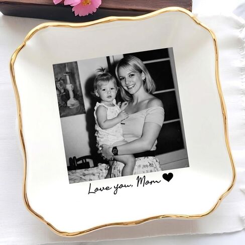 Custom Photo Bestie Jewelry Dish, Ceramic Personalized Ring Dish, Trinket Dish Gift for Long Distance Friendship Soul Sister Women BFF Christmas Birthday Wedding Bride To Be Gift in Saudi Arabia