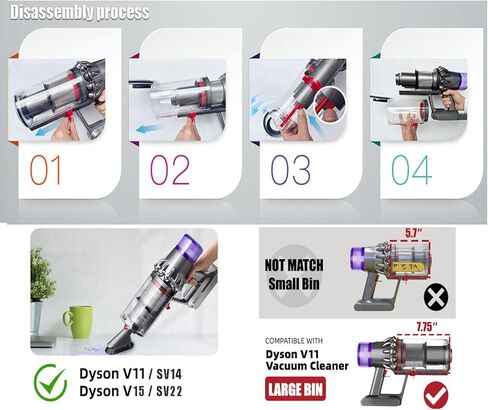 قطع غيار مكنسة صندوق الغبار وقطع غيار الفلتر المتوافقة مع المكانس الكهربائية Dyson V11 V15 SV14 SV15 SV22 - أجزاء ملحقات المكنسة الكهربائية in Kuwait