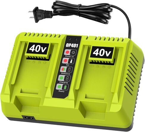 2 منفذ OP401 بديل لشاحن بطارية Ryobi 40 فولت متوافق مع 40 فولت OP4015 OP4026 OP4040 OP4050 OP4060 in Kuwait
