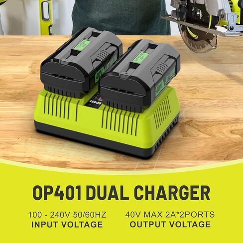 2 منفذ OP401 بديل لشاحن بطارية Ryobi 40 فولت متوافق مع 40 فولت OP4015 OP4026 OP4040 OP4050 OP4060 in Kuwait