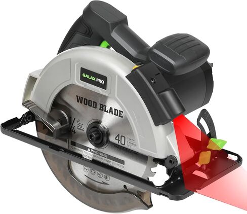 GALAX PRO 11Amp منشار دائري سلكي بالليزر، 6000 دورة في الدقيقة، 0-45 درجة مشطوف قابل للتعديل، أقصى عمق قطع 2-1/2 بوصة (90 درجة) إلى 1-7/8 بوصة (45 درجة)، شفرة نجارة 7-1/4 بوصة لقطع الخشب والبلاستيك in Kuwait