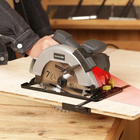 GALAX PRO 11Amp منشار دائري سلكي بالليزر، 6000 دورة في الدقيقة، 0-45 درجة مشطوف قابل للتعديل، أقصى عمق قطع 2-1/2 بوصة (90 درجة) إلى 1-7/8 بوصة (45 درجة)، شفرة نجارة 7-1/4 بوصة لقطع الخشب والبلاستيك in Kuwait