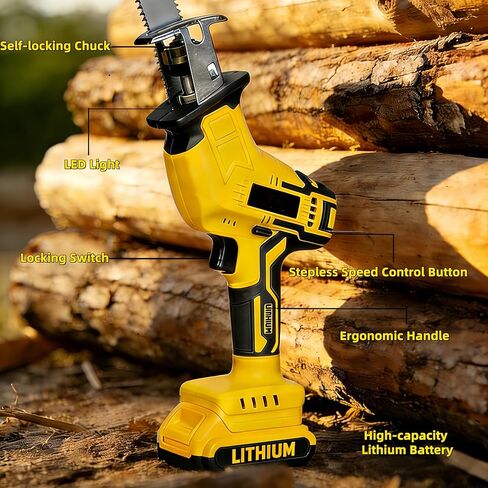 [ترقية 2026] منشار ترددي لاسلكي متوافق مع بطارية Dewalt 20V MAX، سرعة متغيرة 0-3500 SPM، منشار طاقة صغير محمول مع مجموعة 4 شفرات لقطع الخشب المعدني PVC (بدون بطارية) in Kuwait