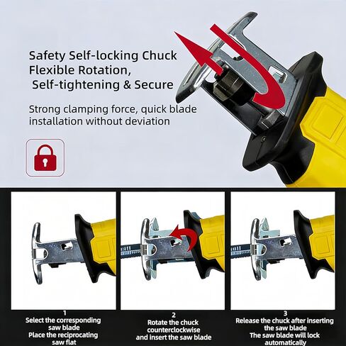 [ترقية 2026] منشار ترددي لاسلكي متوافق مع بطارية Dewalt 20V MAX، سرعة متغيرة 0-3500 SPM، منشار طاقة صغير محمول مع مجموعة 4 شفرات لقطع الخشب المعدني PVC (بدون بطارية) in Kuwait