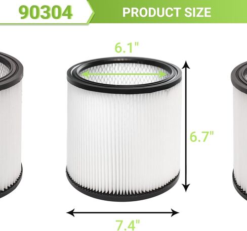 عبوتان بديلتان من فلاتر 90304 Shop Vac لـ 90350,90333,903-04-00 ومعظم المكانس الكهربائية الرطبة/الجافة 5 جالون فما فوق in Kuwait