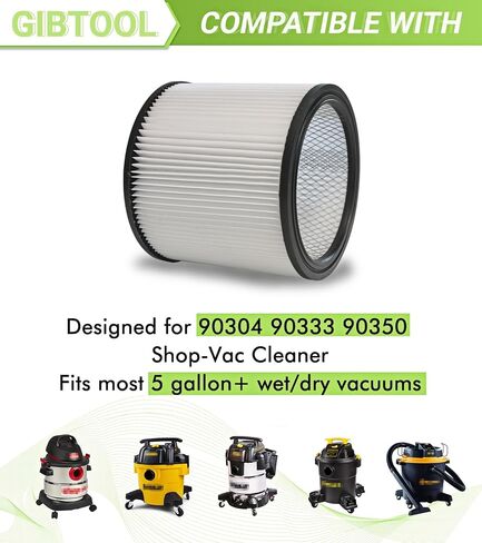عبوتان بديلتان من فلاتر 90304 Shop Vac لـ 90350,90333,903-04-00 ومعظم المكانس الكهربائية الرطبة/الجافة 5 جالون فما فوق in Kuwait