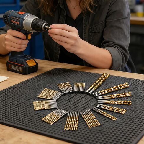 99PCS Titanium Coated HSS Drill Bit Set 1/16 to 3/8 in, 135 Degree Spiral Flutes with Storage Case for Metal, Wood, Plastic, Golden in Kuwait