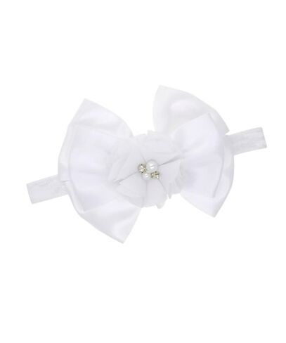 Baby Flower Headband with Bow Chiffon Flower Hair Band Bow Baby Floral Flower Headwear BBG75 (-White Bow-) in Kuwait