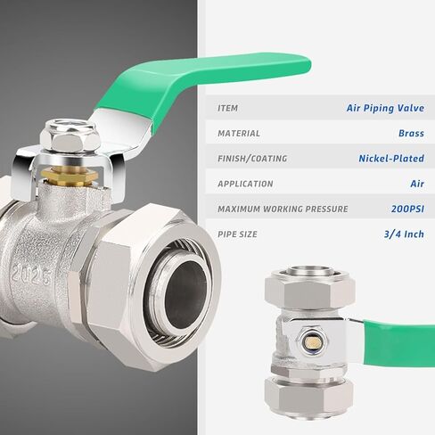 2PCS 3/4 Air Piping Fittings, Air Line Brass Ball Valve for Garage Shop in Kuwait