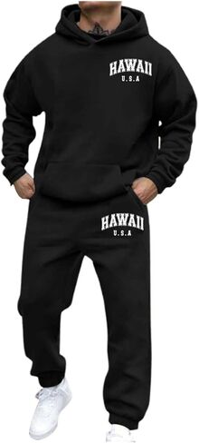 JiXiang رياضية الرجال هوديي مجموعة 2 قطعة بلوزات و Sweatpants الركض جرزاية عادية الركض رياضة بدل رياضية ضيقة in Kuwait