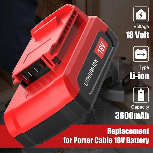 reoben 2 حزمة 3.6ah PC18BLX 18V بطارية بديلة لكابل بورتر 18 فولت بطارية PC18B PC18BL PC18B-2 متوافق مع كابل بورتر 18 فولت بطارية ليثيوم PC18BLEX PCC489N PC188 أدوات كهربائية (أحمر) in Kuwait