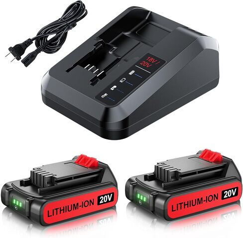 2 حزمة 4.0Ah LBXR20 بديلة لبلاك اند ديكر 20 فولت ماكس بطارية وشاحن 20 فولت ليثيوم متوافق مع LBXR20-OPE LBXR2020 LBX20 LB20 LBX4020 LB2X4020 LBXR2520 أداة كهربائية لاسلكية in Kuwait