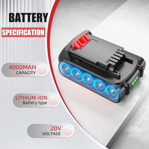 2 حزمة 4.0Ah LBXR20 بديلة لبلاك اند ديكر 20 فولت ماكس بطارية وشاحن 20 فولت ليثيوم متوافق مع LBXR20-OPE LBXR2020 LBX20 LB20 LBX4020 LB2X4020 LBXR2520 أداة كهربائية لاسلكية in Kuwait