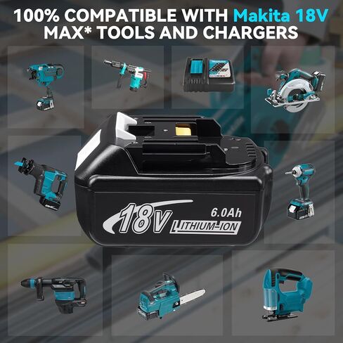 2 حزمة 6.0ah استبدال لماكيتا 18 فولت بطارية ليثيوم أيون BL1890 BL1860 BL1850 BL1840 BL1830 BL1815 BL1820 حزم بطارية أداة لاسلكية متوافقة مع أدوات وشواحن ماكيتا 18 فولت in Kuwait