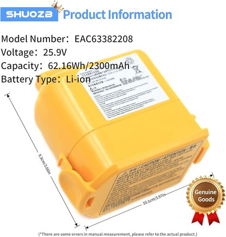 25.9V 2300mAh LG Cord Zero A9 Replacement Battery for LG CordZero A9 A9S P9 A9K-CORE A9MAX A9T-Ultra A9K-PRO A9N A9M A9MULTI A929KVM A958S A9KMAX A916 A958 A958SA A9 Plus A905M A907GMS A905RM A908MVR in Kuwait