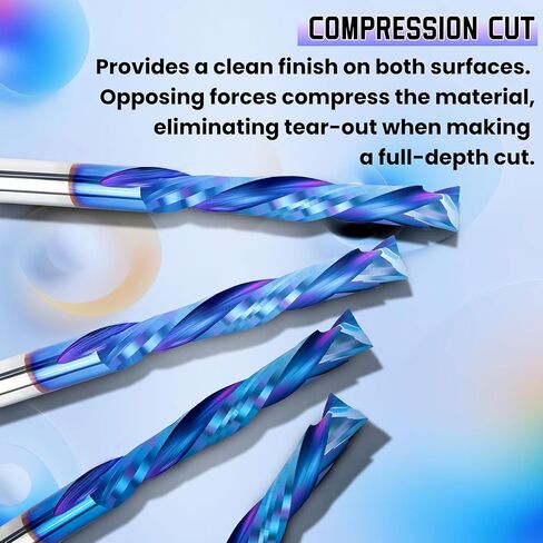 HQMaster أعلى وأسفل قطع ضغط بت 1/8 "عرقوب دوامة CNC راوتر نهاية مطحنة كربيد التنغستن قاطعة المطحنة مجموعة 10 حزمة in Kuwait