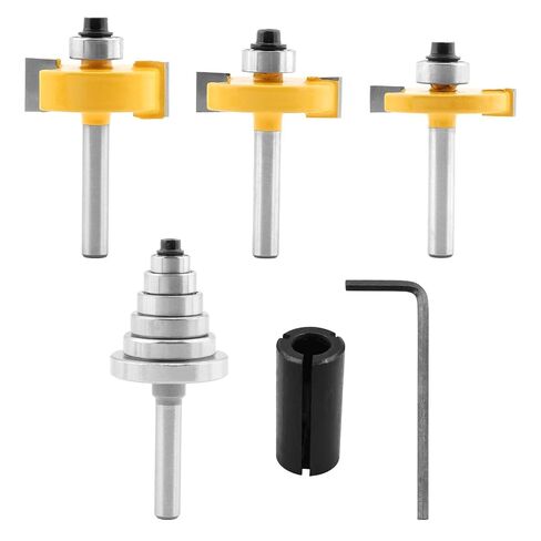 1/4 Inch Shank Rabbet Router Bit Set, 3 PCS Rabbeting Router Bit with 6 Bearings Set (1/16", 1/8", 3/16", 1/4", 5/16", 3/8" Bearings), Interchangeable Bearings with 1/4" to 1/2" Route-r Collet in Saudi Arabia