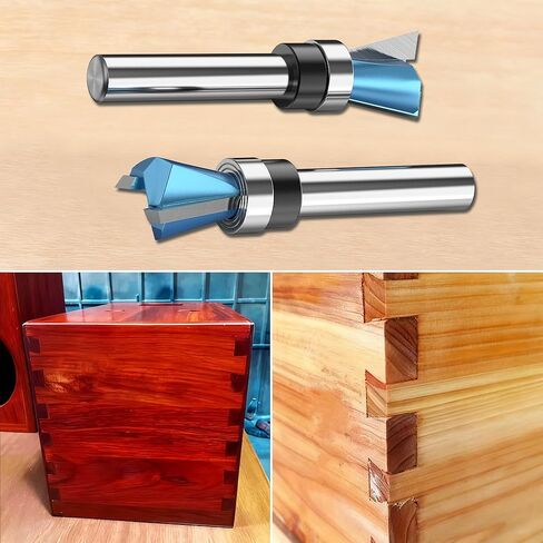 HUHAO Dovetail Router Bits 1/4 Inch Shank Dovetail Joint Router Bit with Bearing for Woodworking Cutter for Making Boxes Drawers Chests, Great for Craftsman Woodworking in Kuwait
