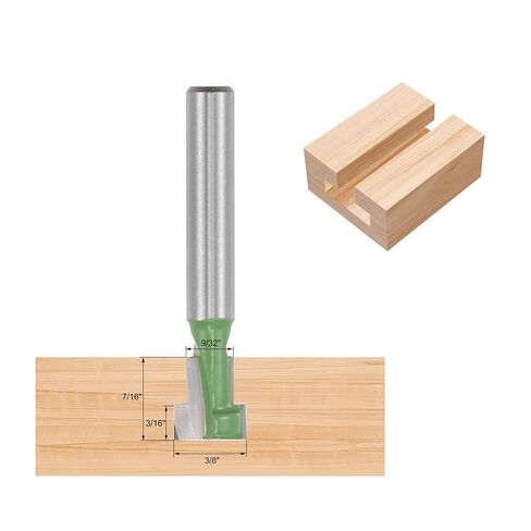 1/4" Shank Keyhole Router Bit 3/8" Diameter with 1/2" to 1/4" Router Collet Adapter, Carbide Tipped Wood Milling T-Slot Cutter in Kuwait