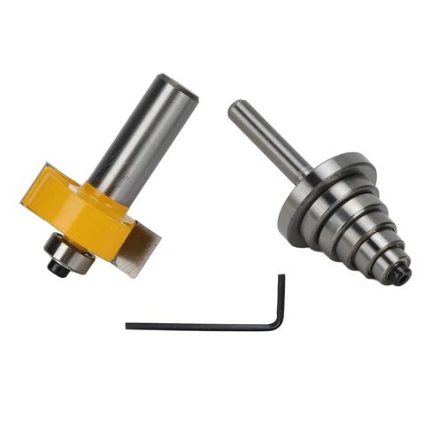 Rabbet Router Bit, Tungsten Steel Milling Cutter with Interchangeable Bearings for Different Depths, 1/2in Shank, 1-3/8in Cutting Diameter, for Woodworking, Cabinet Doors, Glass in Kuwait