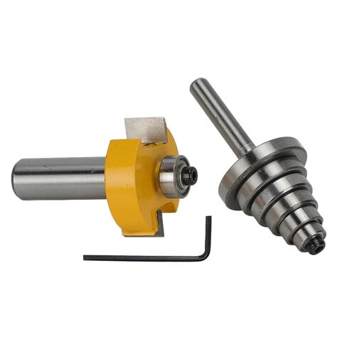 Rabbet Router Bit, Tungsten Steel Milling Cutter with Interchangeable Bearings for Different Depths, 1/2in Shank, 1-3/8in Cutting Diameter, for Woodworking, Cabinet Doors, Glass in Kuwait