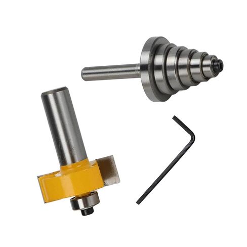 Rabbet Router Bit, Tungsten Steel Milling Cutter with Interchangeable Bearings for Different Depths, 1/2in Shank, 1-3/8in Cutting Diameter, for Woodworking, Cabinet Doors, Glass in Kuwait