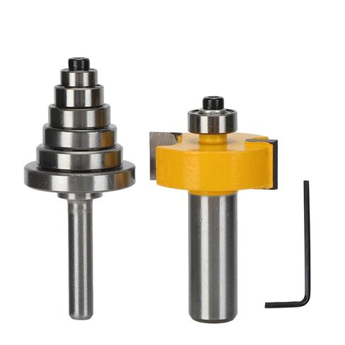 Rabbet Router Bit, Tungsten Steel Milling Cutter with Interchangeable Bearings for Different Depths, 1/2in Shank, 1-3/8in Cutting Diameter, for Woodworking, Cabinet Doors, Glass in Kuwait