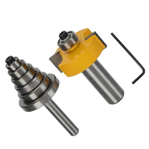 Rabbet Router Bit, Tungsten Steel Milling Cutter with Interchangeable Bearings for Different Depths, 1/2in Shank, 1-3/8in Cutting Diameter, for Woodworking, Cabinet Doors, Glass in Kuwait