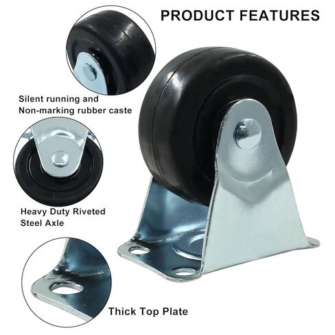 Murtenze 1 Inch Rubber Caster Wheels, Heavy Duty Fixed Casters Black Caster Wheels with Rigid Fixed Non-Swivel Top Plate for Furniture(Pack of 4) in Saudi Arabia