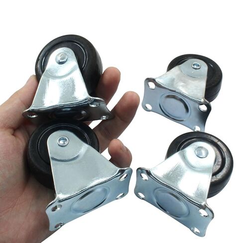 Murtenze 1 Inch Rubber Caster Wheels, Heavy Duty Fixed Casters Black Caster Wheels with Rigid Fixed Non-Swivel Top Plate for Furniture(Pack of 4) in Saudi Arabia