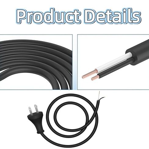 33007898 2 Wire 16 Gauge Power Cord Replacement, 10ft for dewelt DW704 DW705 DW708 DW718 DW849 DW360 DW384 DWP849X in Kuwait