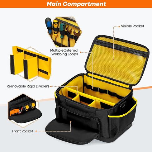 حقيبة حمل مضخة ضاغط الهواء من ريكسميكا متوافقة مع منفاخ الإطارات DEWALT DCC020IB 20 فولت بحد أقصى، حقيبة تخزين منفاخ الإطارات مع قاع صلب ومقسم قابل للإزالة لحزمة البطارية والشاحن in Kuwait