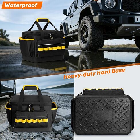 حقيبة حمل مضخة ضاغط الهواء من ريكسميكا متوافقة مع منفاخ الإطارات DEWALT DCC020IB 20 فولت بحد أقصى، حقيبة تخزين منفاخ الإطارات مع قاع صلب ومقسم قابل للإزالة لحزمة البطارية والشاحن in Kuwait
