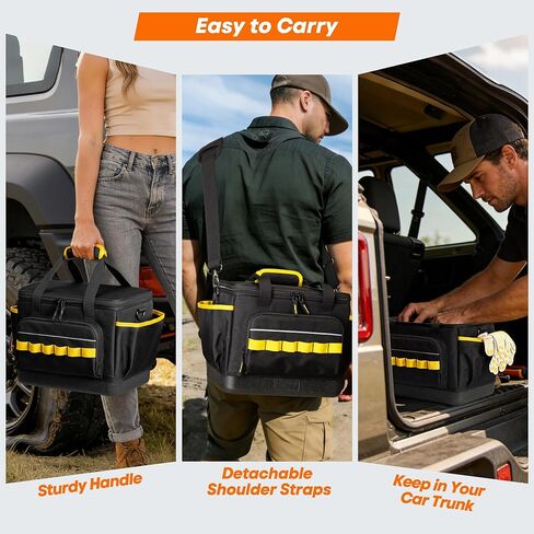 حقيبة حمل مضخة ضاغط الهواء من ريكسميكا متوافقة مع منفاخ الإطارات DEWALT DCC020IB 20 فولت بحد أقصى، حقيبة تخزين منفاخ الإطارات مع قاع صلب ومقسم قابل للإزالة لحزمة البطارية والشاحن in Kuwait
