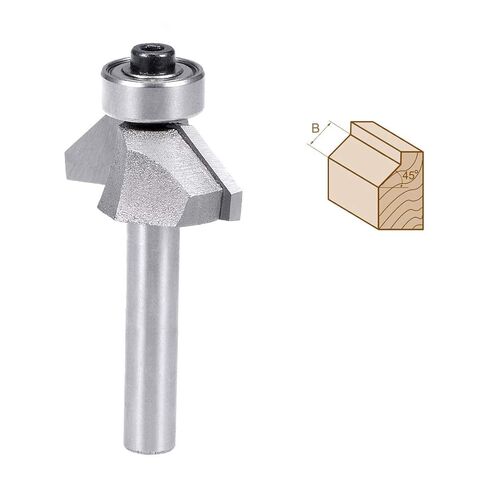 Chamfer Router Bit 1/4 Shank 3/8" Dia 45 Degree High Carbon Steel with Bearing for Carpentry Woodworking Cutter Tool in Kuwait