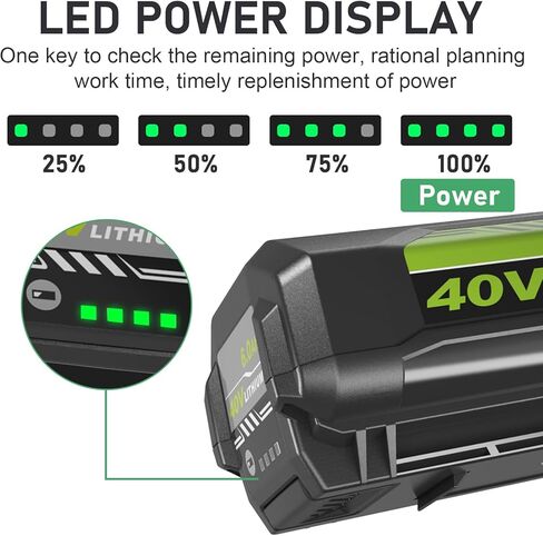Reoben OP4060 6000mAh 40 Volt Replacement for Ryobi 40V Lithium Battery Compatible with Ryobi 40V Battery OP4050A OP40601 (1PACK) in Kuwait