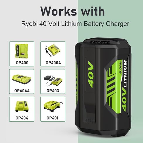 Reoben OP4060 6000mAh 40 Volt Replacement for Ryobi 40V Lithium Battery Compatible with Ryobi 40V Battery OP4050A OP40601 (1PACK) in Kuwait