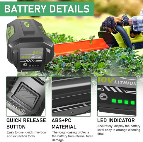 Reoben OP4060 6000mAh 40 Volt Replacement for Ryobi 40V Lithium Battery Compatible with Ryobi 40V Battery OP4050A OP40601 (1PACK) in Kuwait