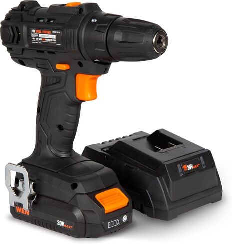مثقاب وسائق WEN 20V Max اللاسلكي مقاس 3/8 بوصة مع بطارية ليثيوم أيون 2.0 أمبير وشاحن (20119) in Kuwait