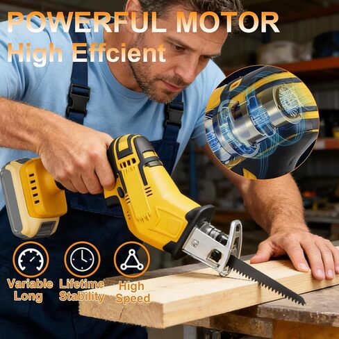 منشار ترددي لاسلكي متوافق مع بطارية Dewalt 20V MAX، سرعة متغيرة 0-3500 SPM، منشار طاقة صغير مع 4 شفرات لقطع الخشب والمعدن PVC (بدون بطارية) in Kuwait