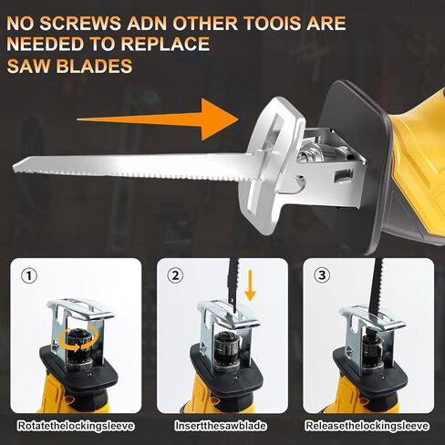 منشار ترددي لاسلكي متوافق مع بطارية Dewalt 20V MAX، سرعة متغيرة 0-3500 SPM، منشار طاقة صغير مع 4 شفرات لقطع الخشب والمعدن PVC (بدون بطارية) in Kuwait