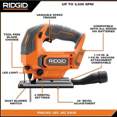 RIDGID HEAVY-DUTY 18V 18 VOLT منشار رقص لاسلكي (أداة فقط) (متجدد) in Kuwait