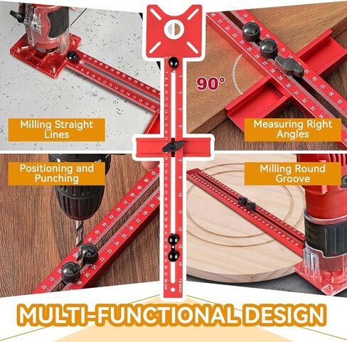 4 in 1 Router Milling Groove Bracket, Router Milling Groove Bracket Aluminum Alloy Cabinet Hardware Jig Router Circle Cutting Jig for Woodworking (Metric and Inch) in Saudi Arabia