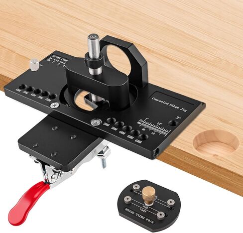 Cabinet Hinge Jig, Metal Concealed Hinge Jig with Quick Clamp and Dust Vacuum Adapter, 35mm Cabinet Door Hinge for Woodworking Door Cabinet Hinges Mounting Tool in Kuwait