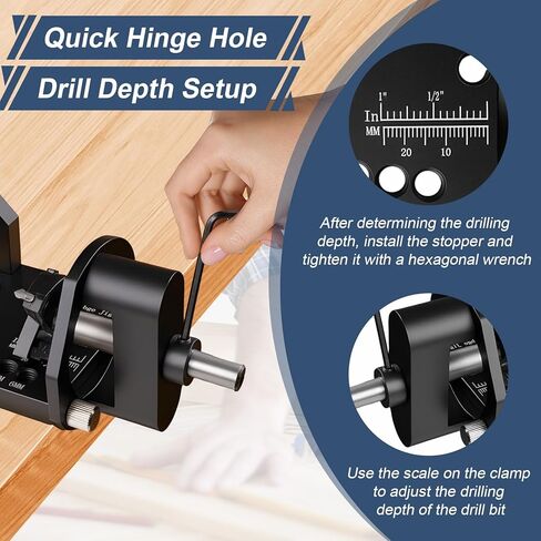 Cabinet Hinge Jig, Metal Concealed Hinge Jig with Quick Clamp and Dust Vacuum Adapter, 35mm Cabinet Door Hinge for Woodworking Door Cabinet Hinges Mounting Tool in Kuwait
