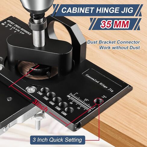 Cabinet Hinge Jig, Metal Concealed Hinge Jig with Quick Clamp and Dust Vacuum Adapter, 35mm Cabinet Door Hinge for Woodworking Door Cabinet Hinges Mounting Tool in Kuwait