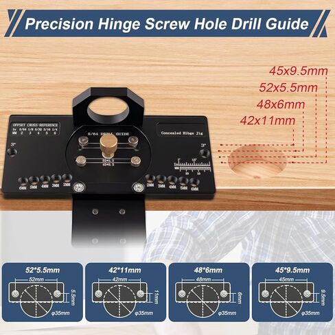 Cabinet Hinge Jig, Metal Concealed Hinge Jig with Quick Clamp and Dust Vacuum Adapter, 35mm Cabinet Door Hinge for Woodworking Door Cabinet Hinges Mounting Tool in Kuwait