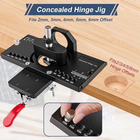Cabinet Hinge Jig, Metal Concealed Hinge Jig with Quick Clamp and Dust Vacuum Adapter, 35mm Cabinet Door Hinge for Woodworking Door Cabinet Hinges Mounting Tool in Kuwait