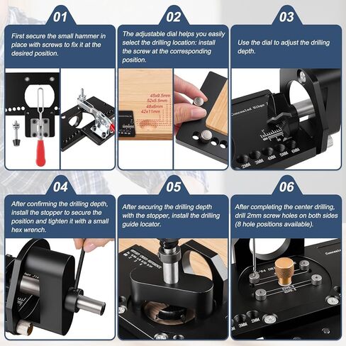 Cabinet Hinge Jig, Metal Concealed Hinge Jig with Quick Clamp and Dust Vacuum Adapter, 35mm Cabinet Door Hinge for Woodworking Door Cabinet Hinges Mounting Tool in Kuwait