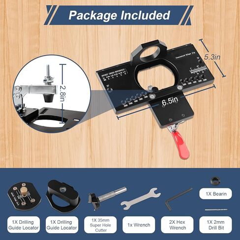 Cabinet Hinge Jig, Metal Concealed Hinge Jig with Quick Clamp and Dust Vacuum Adapter, 35mm Cabinet Door Hinge for Woodworking Door Cabinet Hinges Mounting Tool in Kuwait